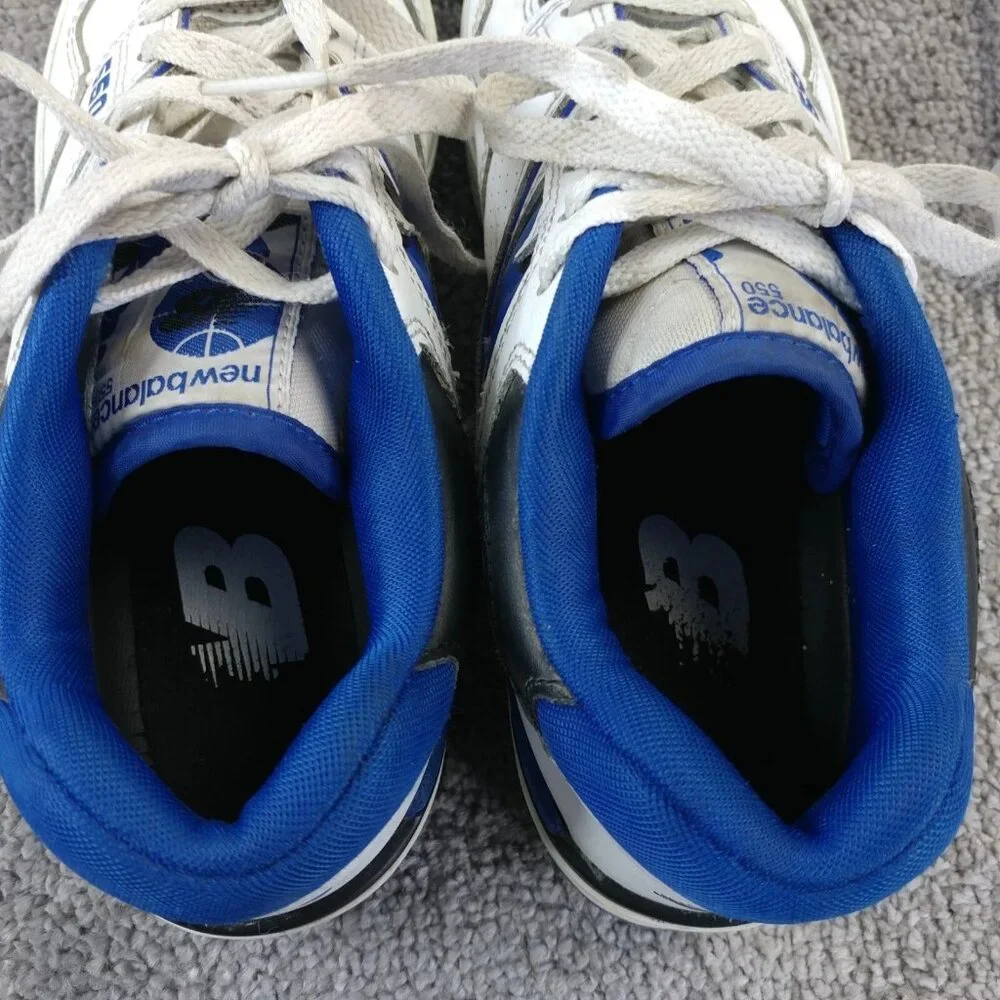 New Balance 550 Mens Size 7 Shoes Low Top White Blue Leather Lace Up Athletic